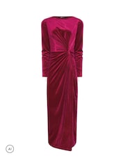 Long Tall Sally Pink Twist Front Velvet Maxi Dress - Image 5 of 6