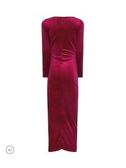 Long Tall Sally Pink Twist Front Velvet Maxi Dress - Image 6 of 6