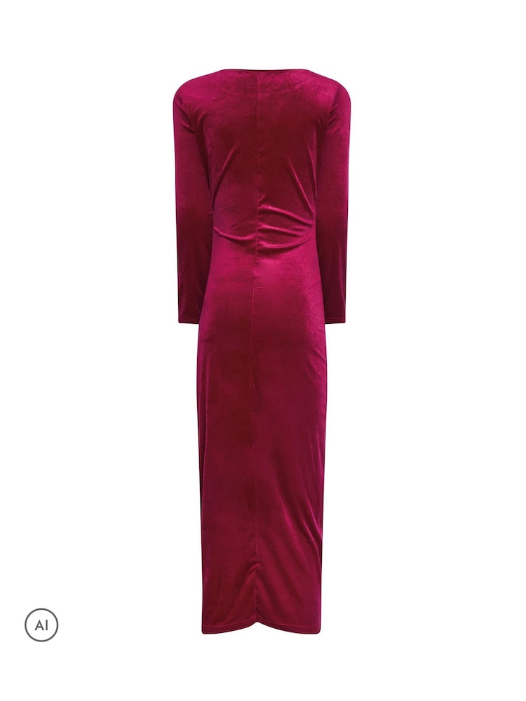 Long Tall Sally Pink Twist Front Velvet Maxi Dress - Image 6 of 6 Long Tall Sally Pink Twist Front Velvet Maxi Dress - Image 6 of 6