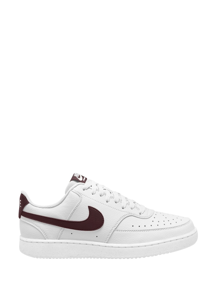 Nike White Burgundy Court Vision Low Trainers - Image 1 of 4