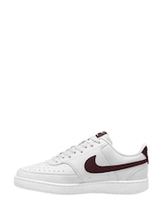 Nike White Burgundy Court Vision Low Trainers - Image 2 of 4
