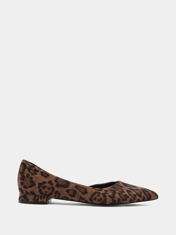 Long Tall Sally Leopard Pointed Ballerina Pumps - Bild 1 von 4