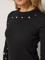 Long Tall Sally Black Metal Detail Ribbed Top - Image 4 of 6