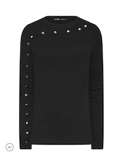 Long Tall Sally Black Metal Detail Ribbed Top - Image 5 of 6
