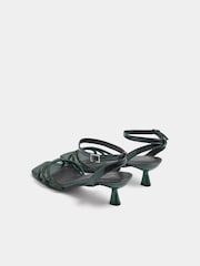 Yours Curve Green Extra Wide Fit Strappy Glitter Kitten Heels - Image 4 of 5