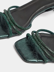 Yours Curve Green Extra Wide Fit Strappy Glitter Kitten Heels - Image 5 of 5