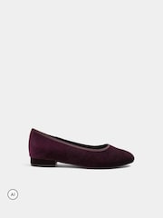 Long Tall Sally Red Velvet Low Block Heel Ballerina Pumps In Standard Fit - Image 3 of 5