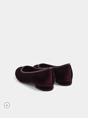 Long Tall Sally Red Velvet Low Block Heel Ballerina Pumps In Standard Fit - Image 4 of 5