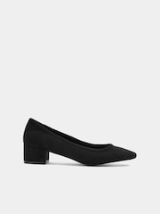 Long Tall Sally Black Block Heel Ballerina Pumps - Image 3 of 5
