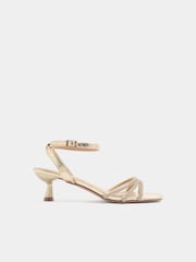Yours Curve Gold Wide Fit Strappy Glitter Kitten Heels - Image 3 of 4