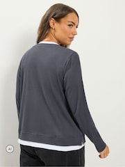 Yours Curve Grey 2-In-1 Ribbed Top - Image 3 of 6