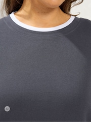 Yours Curve Grey 2-In-1 Ribbed Top - Image 4 of 6