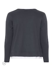Yours Curve Grey 2-In-1 Ribbed Top - Image 6 of 6