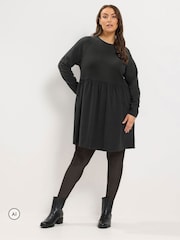 Yours Curve Black Gathered Dress - Image 2 of 6