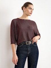 Phase Eight Brown Metallic Cristine Knit Jumper - Image 1 of 8
