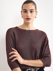Phase Eight Brown Metallic Cristine Knit Jumper - Image 4 of 8