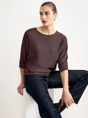 Phase Eight Brown Metallic Cristine Knit Jumper - Image 6 of 8