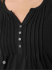 M&Co Black Cotton Long Sleeve Henley Top - Image 4 of 6