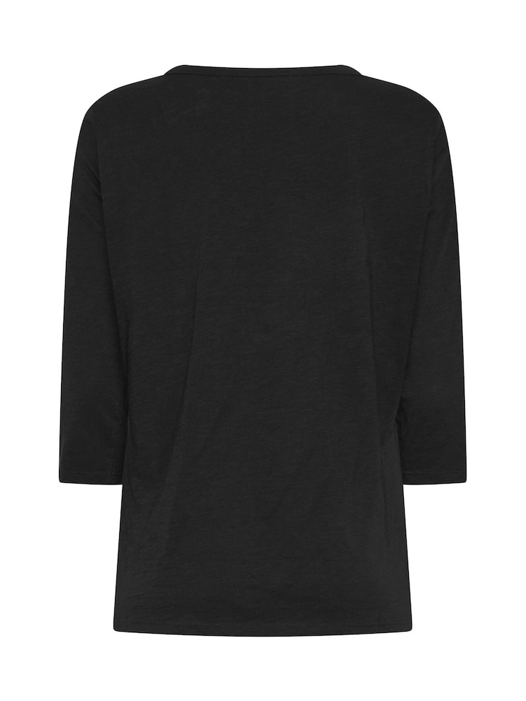 M&Co Black Cotton Long Sleeve Henley Top - Image 6 of 6 M&Co Black Cotton Long Sleeve Henley Top - Image 6 of 6