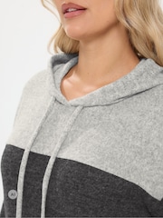 Yours Curve Grey Colourblock Soft Touch Hoodie - Image 4 of 6