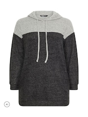 Yours Curve Grey Colourblock Soft Touch Hoodie - Image 5 of 6