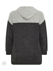 Yours Curve Grey Colourblock Soft Touch Hoodie - Image 6 of 6