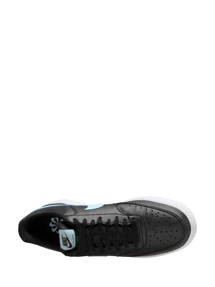 Nike Black/Glacier Blue Court Vision Low Trainers - Image 3 of 4