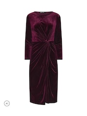 M&Co Red Petite Velvet Side Twist Dress - Image 5 of 6