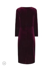 M&Co Red Petite Velvet Side Twist Dress - Image 6 of 6