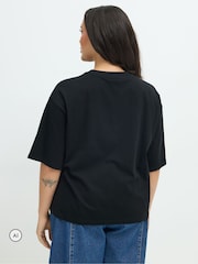 Yours Curve Black Limited 'Fa Lala' Christmas Lights T-Shirt - Image 4 of 7