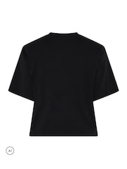 Yours Curve Black Limited 'Fa Lala' Christmas Lights T-Shirt - Image 7 of 7