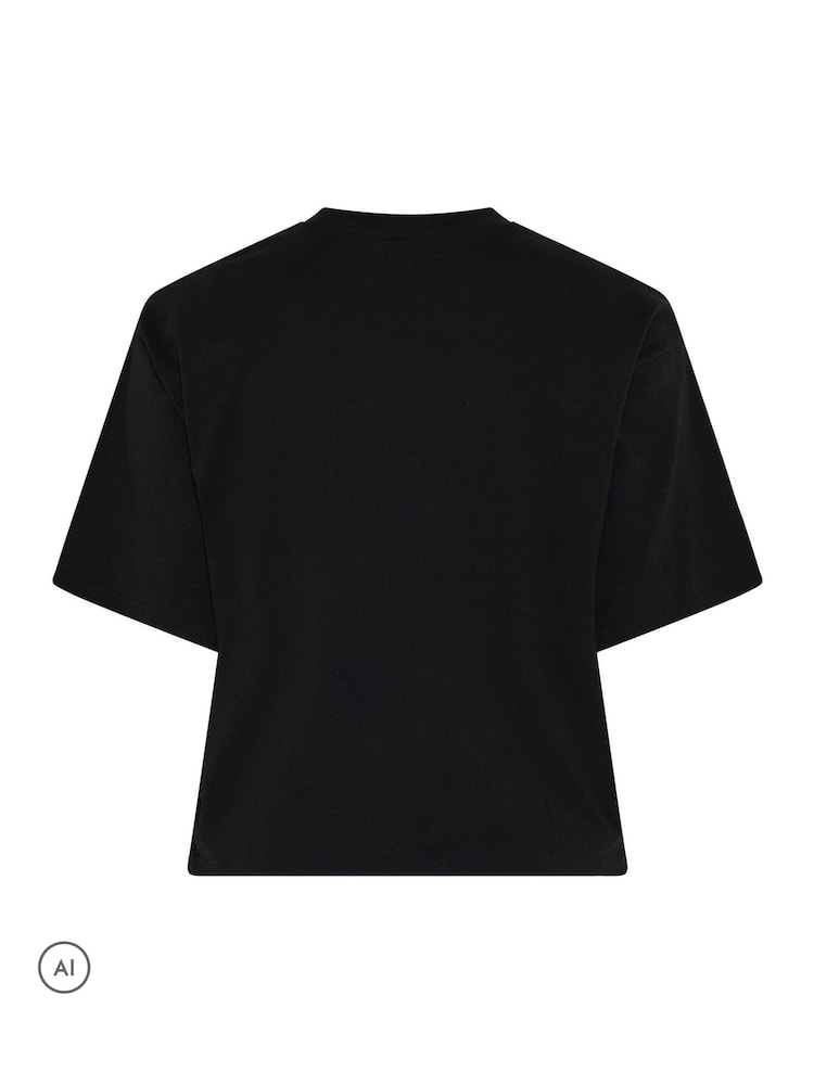 Yours Curve Black Limited 'Fa Lala' Christmas Lights T-Shirt - Image 7 of 7