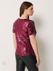 M&Co Purple Layered Sequin Top - Image 3 of 6