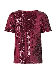 M&Co Purple Layered Sequin Top - Image 6 of 6