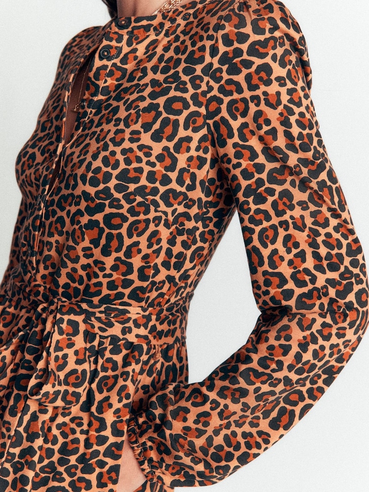 Estampa de leopardo marrom - Boden Adele Belted Dress - Imagem 2 de 4