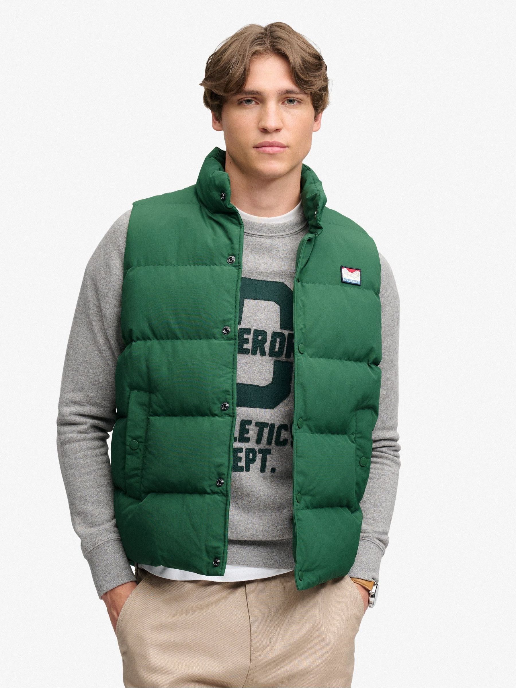 Superdry Mens Everest Non-Hood Quilted Relaxed Fit Gilet, Green, Size Xl, Men - Image 3