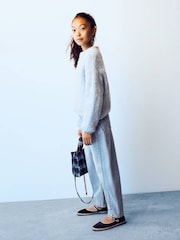 Mango Blue Frayed Seam Light Wash Barrel Jeans - Image 1 of 6
