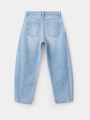 Mango Blue Frayed Seam Light Wash Barrel Jeans - Image 4 of 6