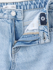 Mango Blue Frayed Seam Light Wash Barrel Jeans - Image 5 of 6