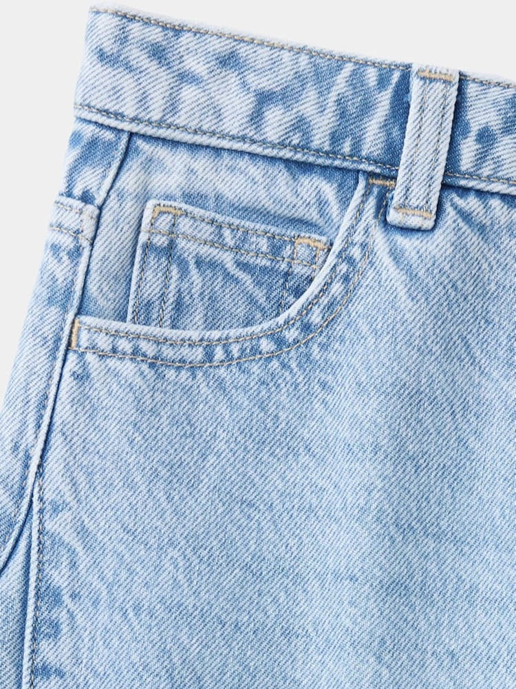 Mango Blue Frayed Seam Light Wash Barrel Jeans - Image 6 of 6