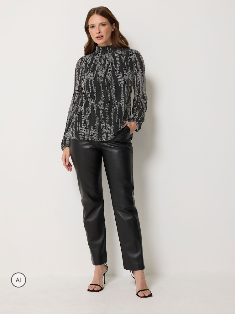 M&Co Metallic Abstract High Neck Top - 4суретінің 2 суреті