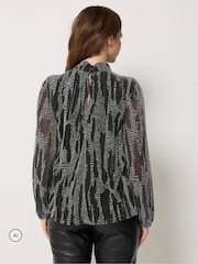 M&Co Metallic Abstract High Neck Top - 4суретінің 3 суреті