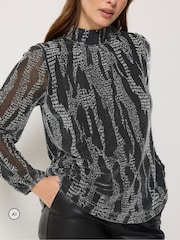 M&Co Metallic Abstract High Neck Top - 4суретінің 4 суреті