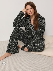 M&Co Black Stars Soft Touch Pyjamas Set - Image 1 of 6