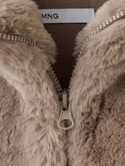 Mango Pink Faux Fur Hooded Gilet - Image 3 of 4