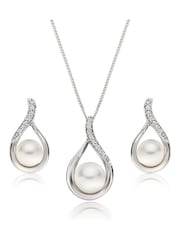 Beaverbrooks 9ct Diamond Freshwater Cultured Pearl Pendant And Earrings Set - Image 1 of 5