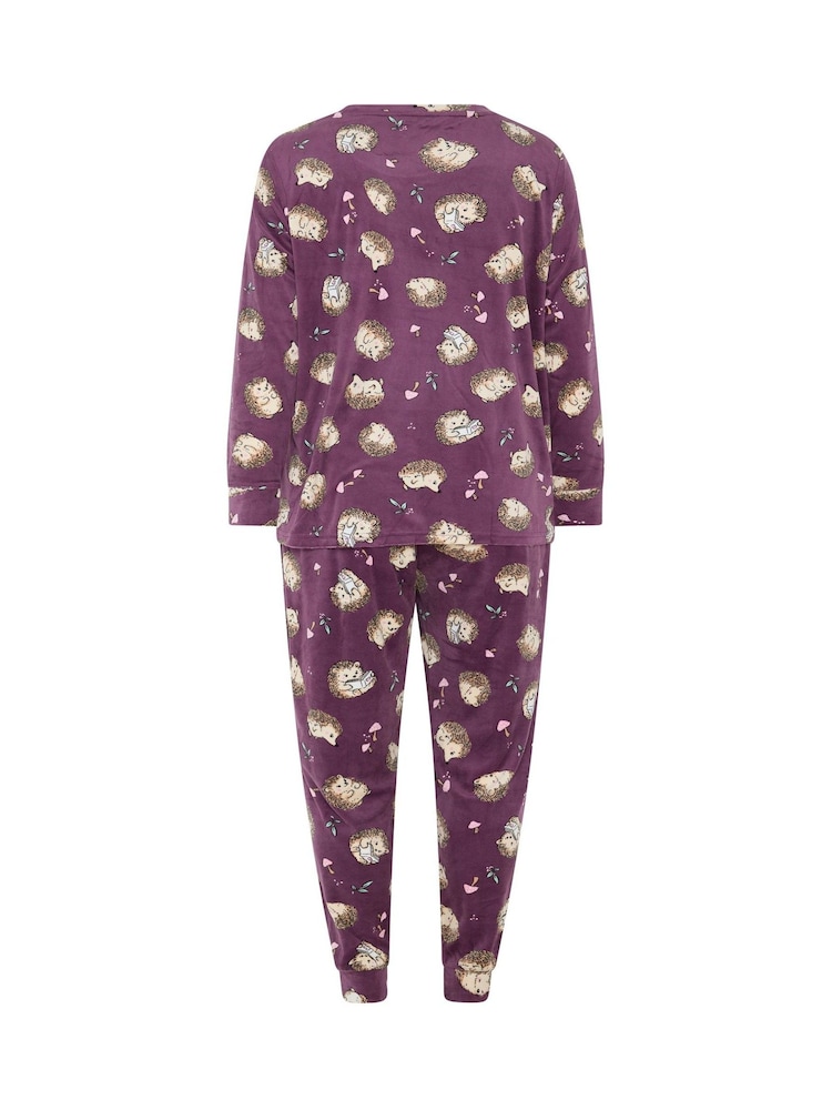 Yours Curve Purple Hedgehog Fleece Pyjama Set - Image 6 of 6 Yours Curve Purple Hedgehog Fleece Pyjama Set - Image 6 of 6