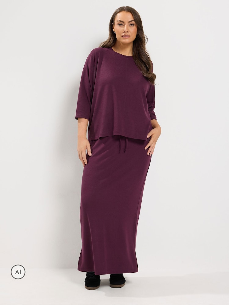 Yours Curve Purple Tube Skirt - Image 1 of 6 Yours Curve Purple Tube Skirt - Image 1 of 6