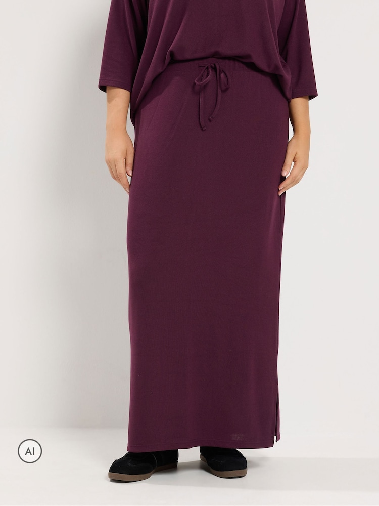 Yours Curve Purple Tube Skirt - Image 2 of 6 Yours Curve Purple Tube Skirt - Image 2 of 6