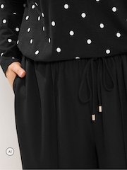 Yours Curve Black Stretch Wide Leg Trousers - Image 4 of 6